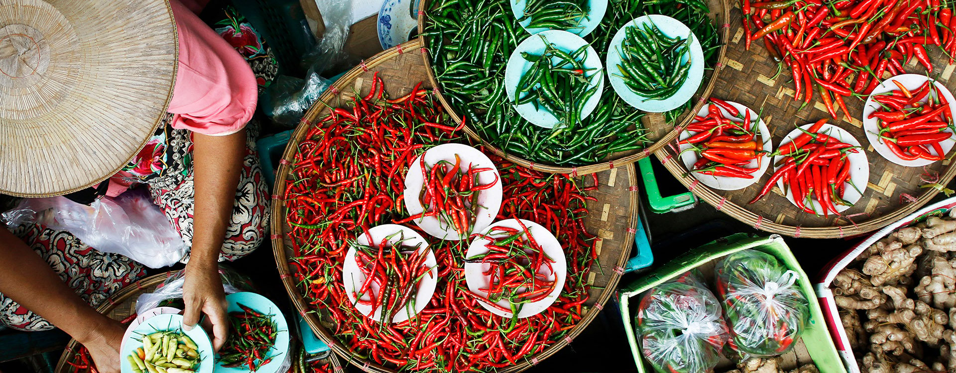 Basket of chilies Vietnam
