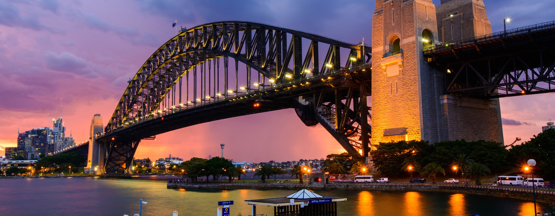 Harbour bridge in Sydney Australia at sundown
