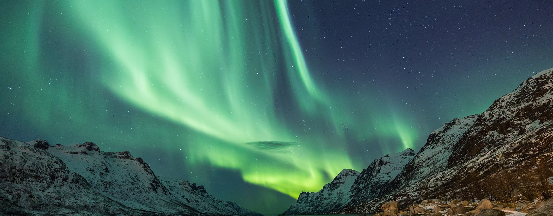 Northern Lights above waters edge