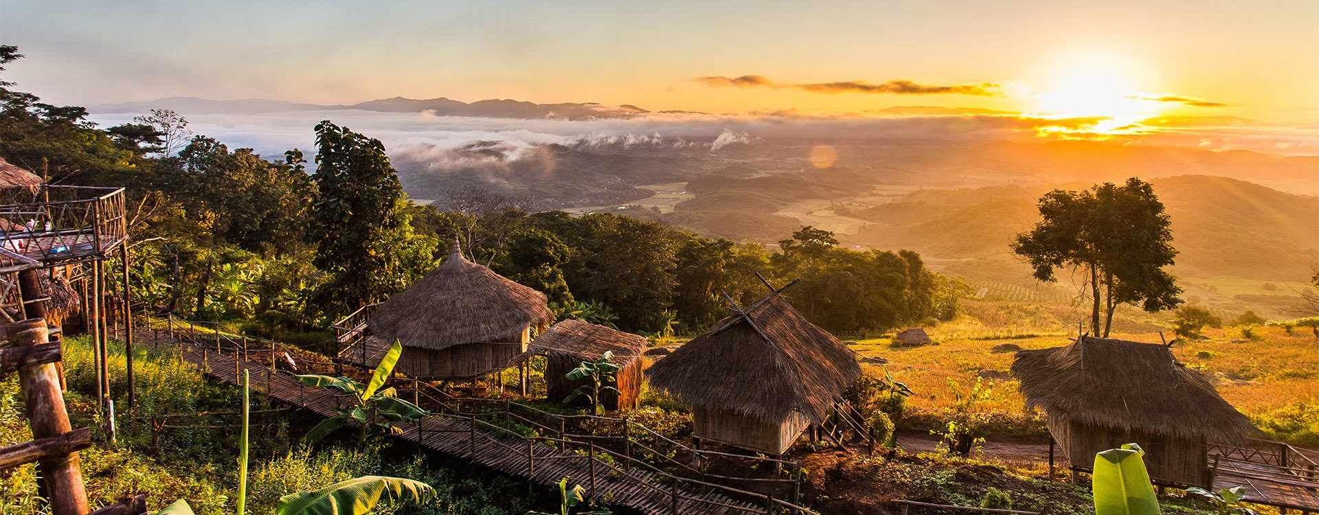 Golden Triangle at sunset, the intersection of the three countries;Thailand, Myanmar, Laos