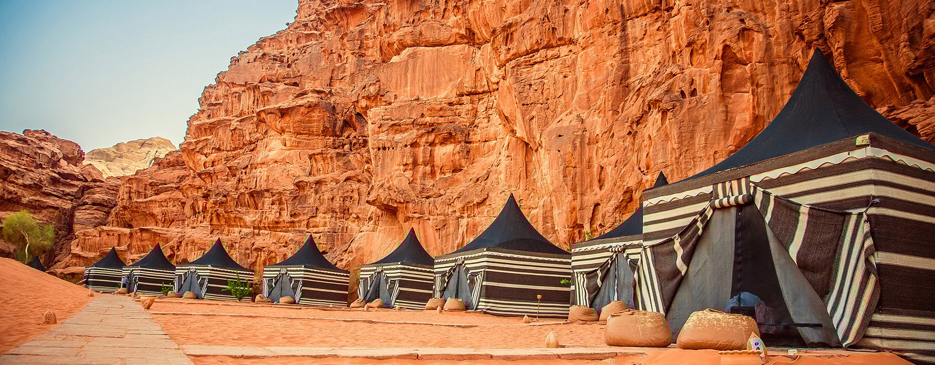 Camping along the rocks in Petra, Wadi Rum. Jordan