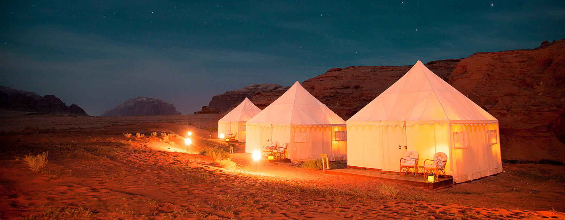 Bespoke Hideaways_Aerial Camp_Night