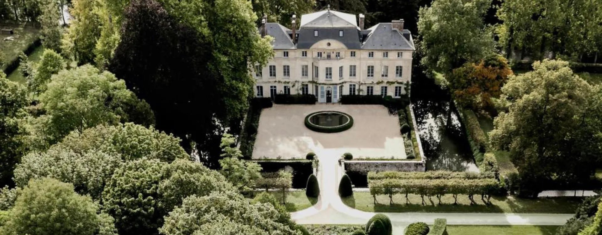 Exterior aerial view of Domaine De Primard Normandy