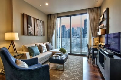 living room in the service apartment with balcony at 137 pillars bangkok