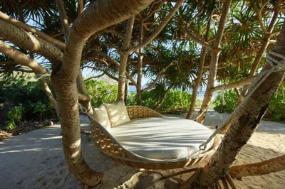 Outdoor seating at Banwa Private Island