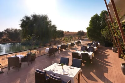 Outdoor dining at Ritz Carlton Ras Al Khaimah Al Wadi