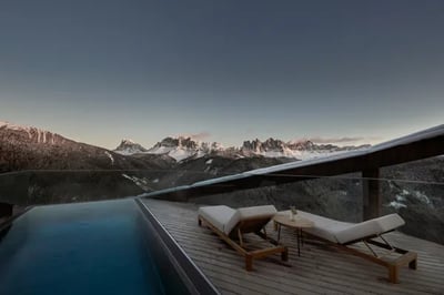 Wintery landscape at luxury hotel Forestis Dolomites