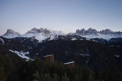 Wintery landscape at luxury hotel Forestis Dolomites