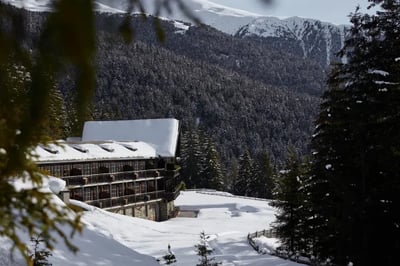 Wintery landscape at luxury hotel Forestis Dolomites