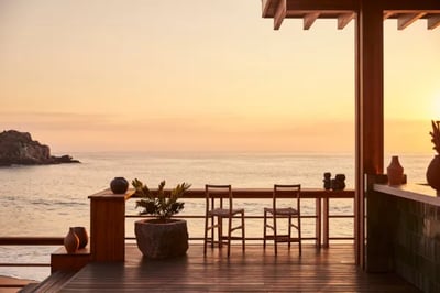 Sunset at an outdoor bar at the Four Seasons Tamarindo, Pacific Coast Mexico