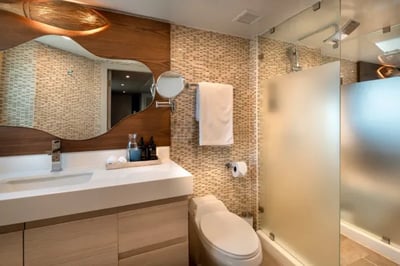 Ensuite bathrooms on the &Beyond Galapagos Explorer Ecuador