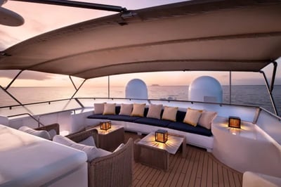 Outdoor lounge on the &Beyond Galapagos Explorer Ecuador