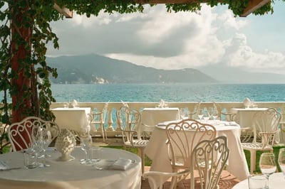 Ocean view terrace at the Grand Hotel Miramare