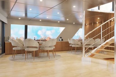 Indoor lounge on the Hermes Mega Catamaran Galapagos