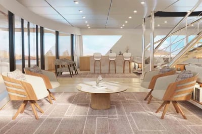 inside lounge on the Hermes Mega Catamaran Galapagos