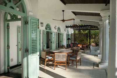 Peaceful outdoor patio at Kalkudah Beach House Sri Lanka
