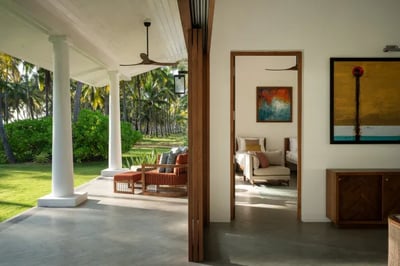 Patio and bedroom at Kalkudah Beach House Sri Lanka