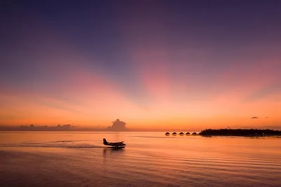 Seaplane landing at Conrad Maldives Rangali Island