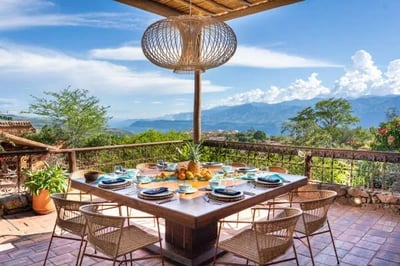 terrace and view of colombia in a luxury villa