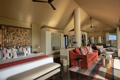 Tent interior at Mahali Mzuri in Kenya