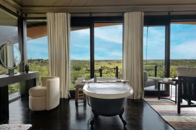 Open-plan bathroom at Mahali Mzuri in Kenya