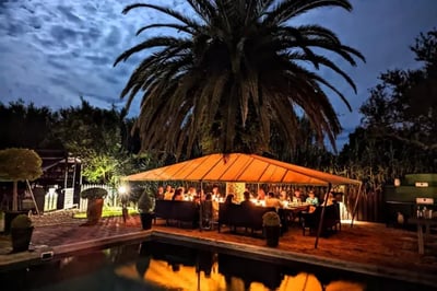 Patio dinner at Hotel & Restaurant Garzón Uruguay
