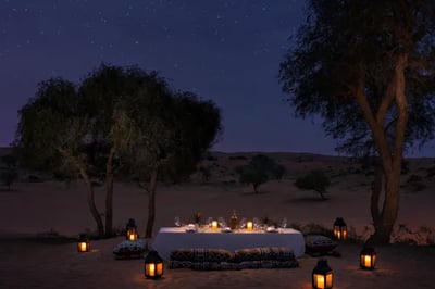 Private dining at Ritz Carlton Ras Al Khaimah Al Wadi