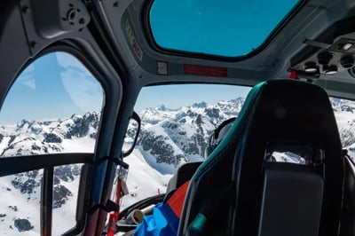 Helicopter ride to Heli-skiing at Rio Palena Lodge Chile