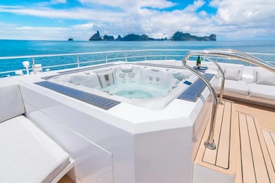Hot tub on deck on the Galapagos Tribute Yach,t Ecuador