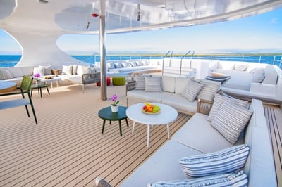 Open deck of the Galapagos Tribute Yacht, Ecuador