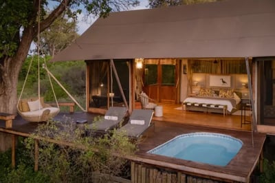 Plunge pool at private suite Tuludi Luxury Lodge Botswana