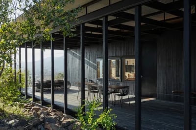 OUtdoor dining area at Vik Chile luxury hotel