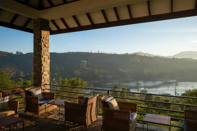 beautiful panoramic view from bedroom over vineyards