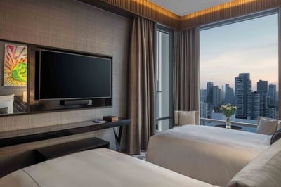 twin bedroom in the rattanakosin suite at 137 pillars bangkok