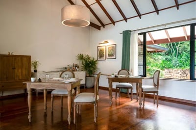 intimate dining set up in vineyard