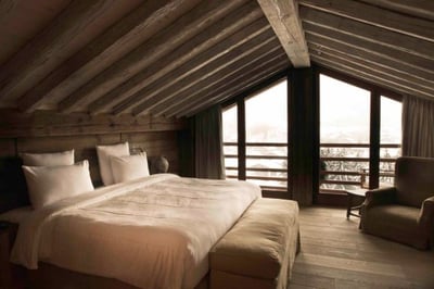bedroom overlooking megeve from zannier le chalet
