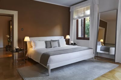 Sophistcated and modern bedroom at Aman Venice