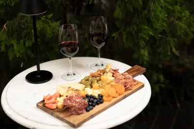 wine and cheese board at a luxury boutique hotel lima