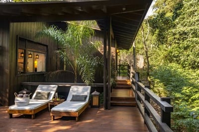 hotel patio in the rainforest