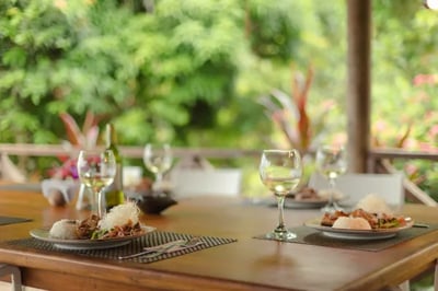 Dining at Bahia Solano Lodge Pacific Coast Colombia