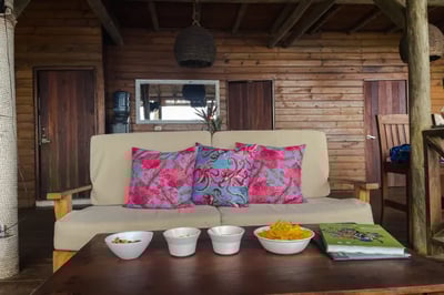 Cosy outdoor terrace/ lounge Bahia Solano Lodge Pacific Coast Colombia