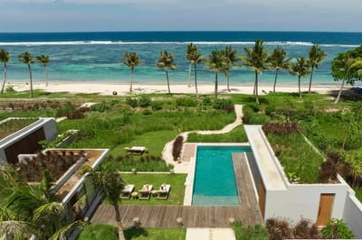 aerial image of a beach villa in cap karoso indonesia