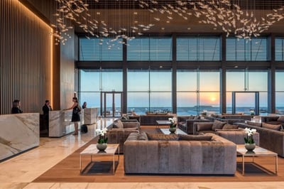 Main lobby with panoramic sea views