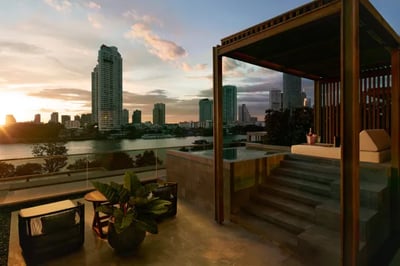 Private pool overlooking bangkok skyline