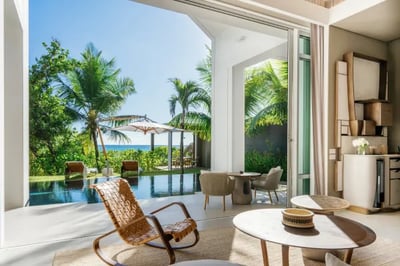 Ocean view with infinity pool at Cheval Blanc Seychelles