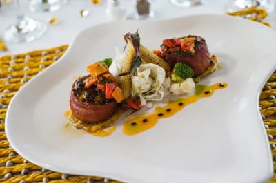 Dining at Delfin Amazon river cruise Peru