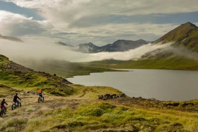 Clying across dramatic landscapes at Deplar Farm Iceland