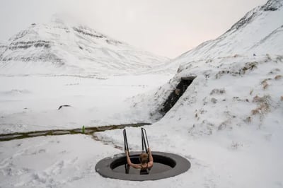 Cold plunge at Deplar Farm Iceland