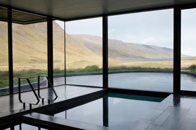 Indoor and outdoor pool at Deplar Farm Iceland