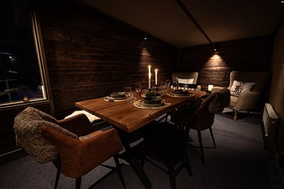 Dining setup at Aurora Safari Camp Sweden